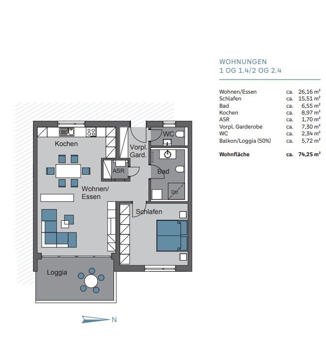 Grundriss Wohnung 1.4